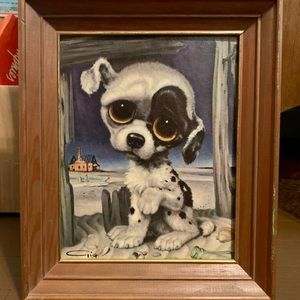 Vintage MCM Framed Gia Print “Pity Puppy”